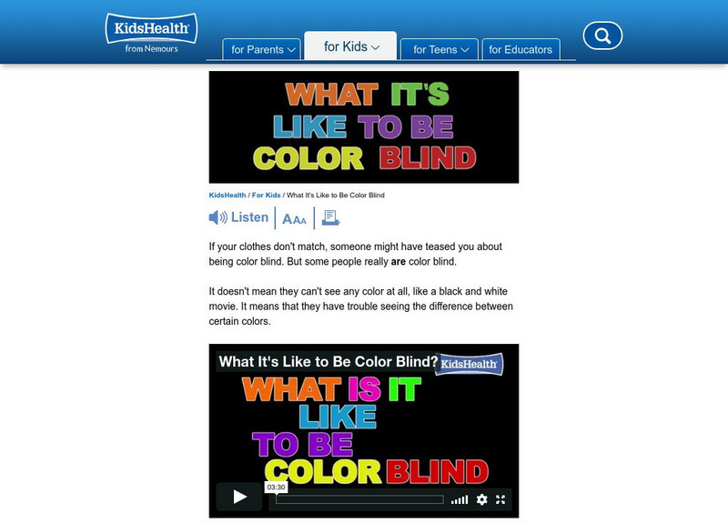 Kids Health: What It's Like to Be Color Blind Instructional Video