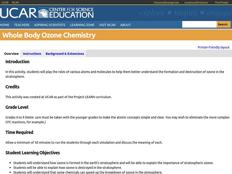 Ucar: Whole Body Ozone Chemistry Lesson Plan Ucar: Whole Body Ozone Chemistry Lesson Plan