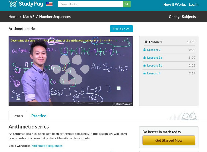 Study Pug: Arithmetic Series Instructional Video Study Pug: Arithmetic Series Instructional Video