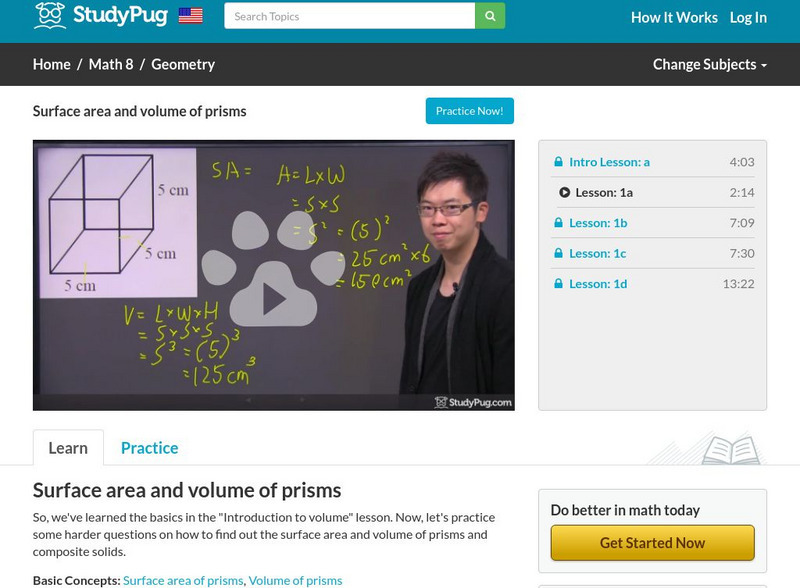 Study Pug: Surface Area and Volume of Prisms Instructional Video Study Pug: Surface Area and Volume of Prisms Instructional Video