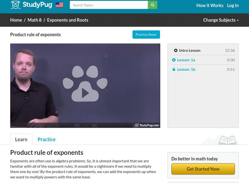 Study Pug: Product Rule of Exponents Instructional Video Study Pug: Product Rule of Exponents Instructional Video