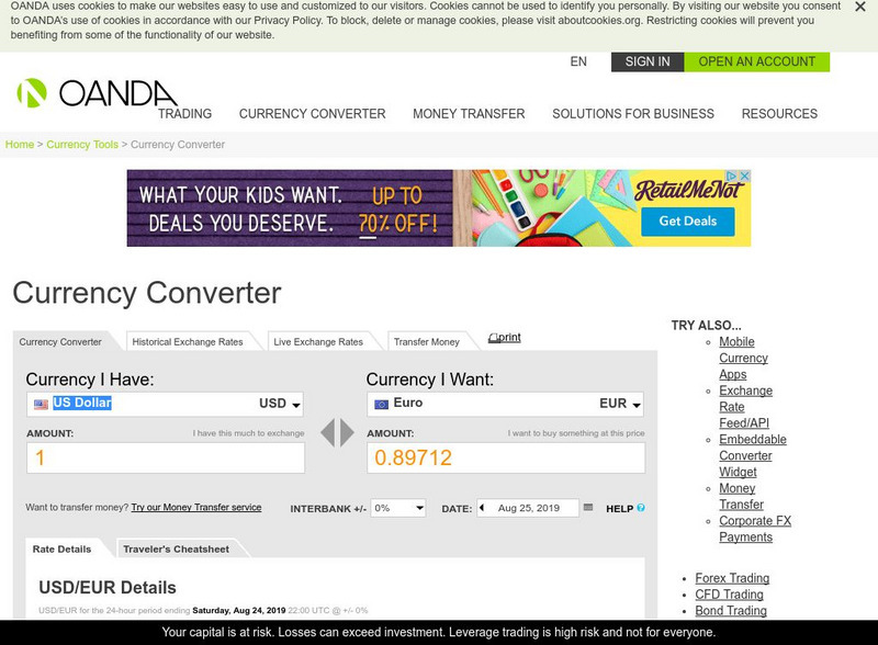 Oanda: Currency Converter Website Oanda: Currency Converter Website