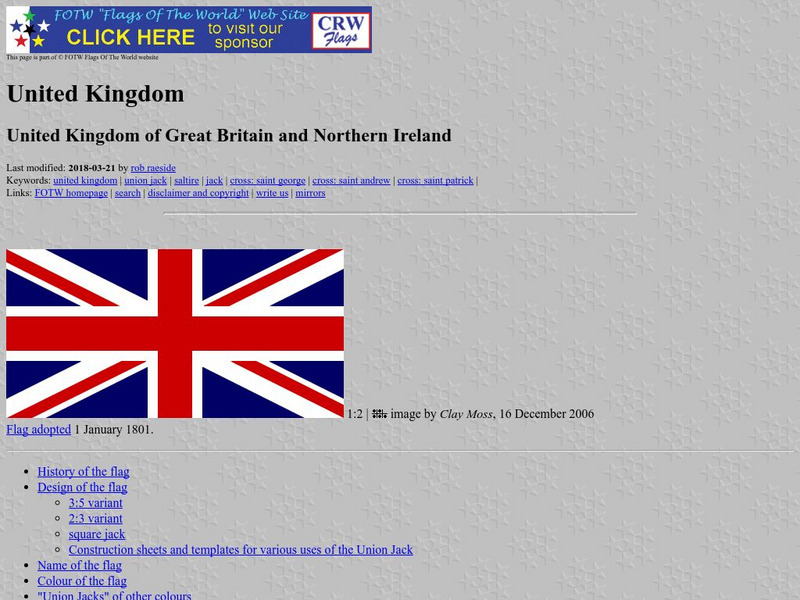 Flags of the World: United Kingdom Handout Flags of the World: United Kingdom Handout