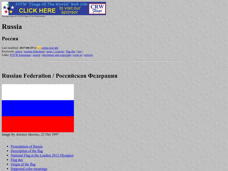 Flags of the World: Russia Handout Flags of the World: Russia Handout