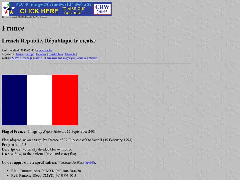 Flags of the World: France Handout Flags of the World: France Handout