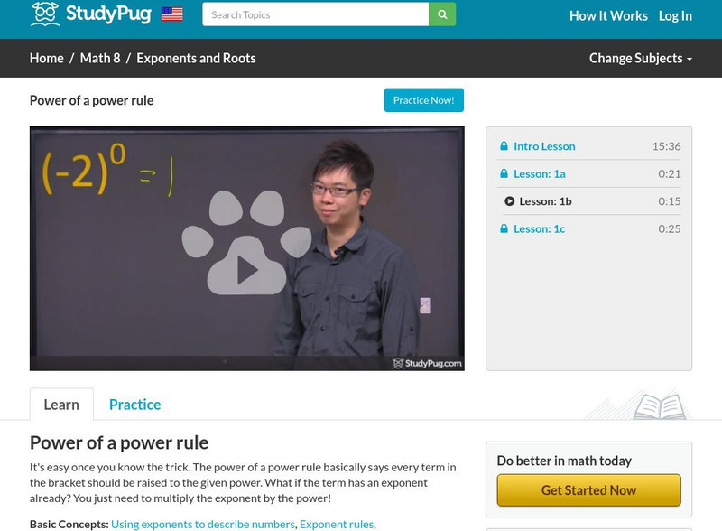 Study Pug: Power of a Power Rule Instructional Video Study Pug: Power of a Power Rule Instructional Video