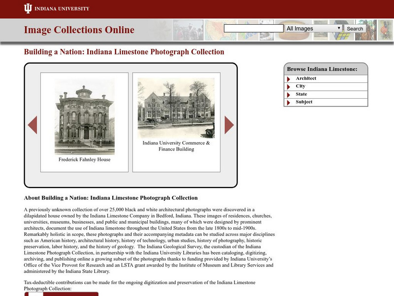 Indiana University: Building a Nation: Indiana Limestone Photograph Collection Graphic Indiana University: Building a Nation: Indiana Limestone Photograph Collection Graphic
