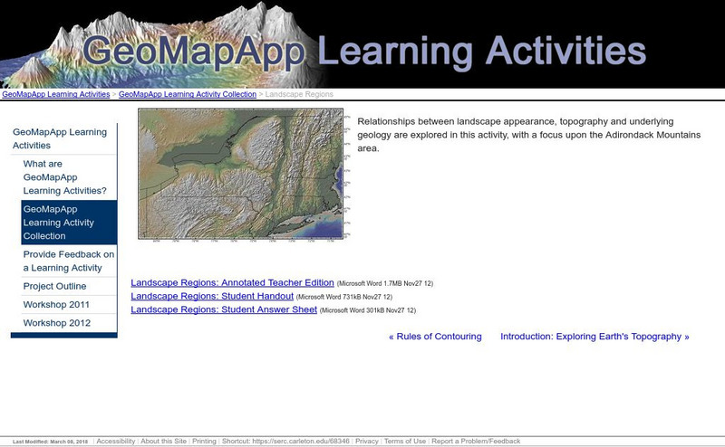 Serc: Landscape Regions Activity Serc: Landscape Regions Activity