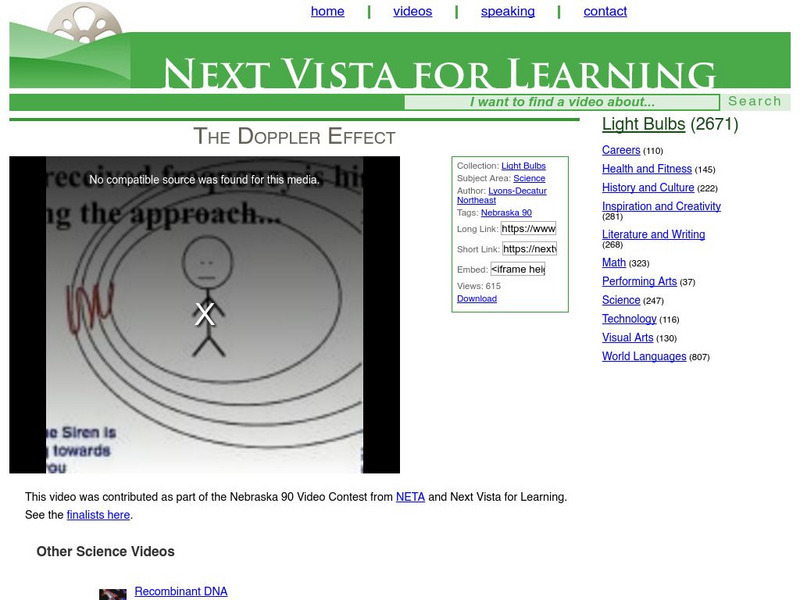 Next Vista for Learning: The Doppler Effect Instructional Video Next Vista for Learning: The Doppler Effect Instructional Video