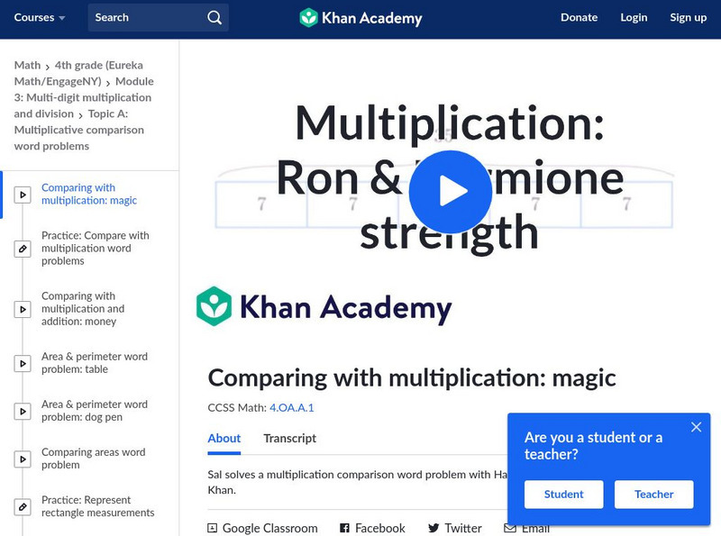 Khan Academy: Comparing With Multiplication: Magic Instructional Video Khan Academy: Comparing With Multiplication: Magic Instructional Video