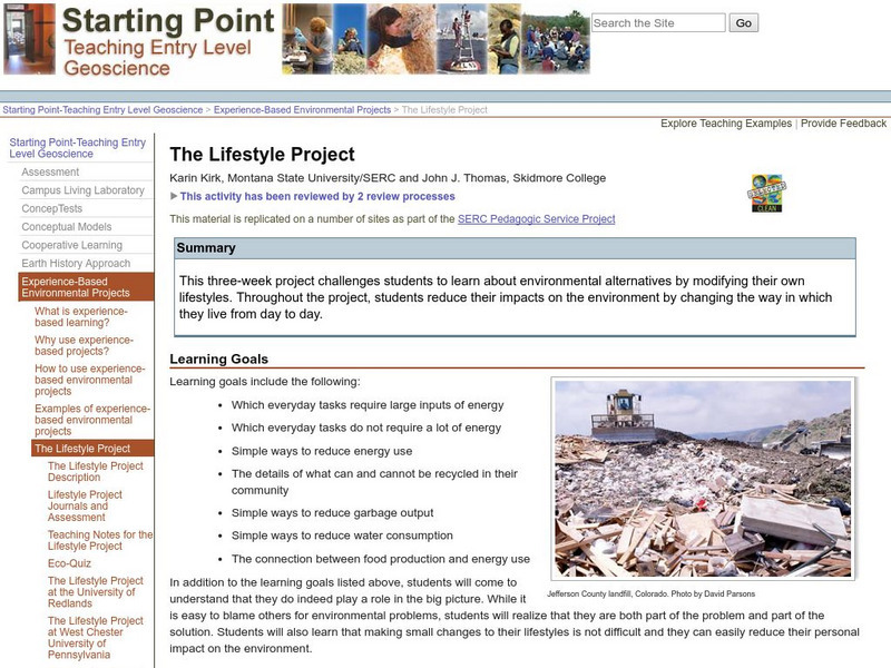 Serc: The Lifestyle Project Lesson Plan