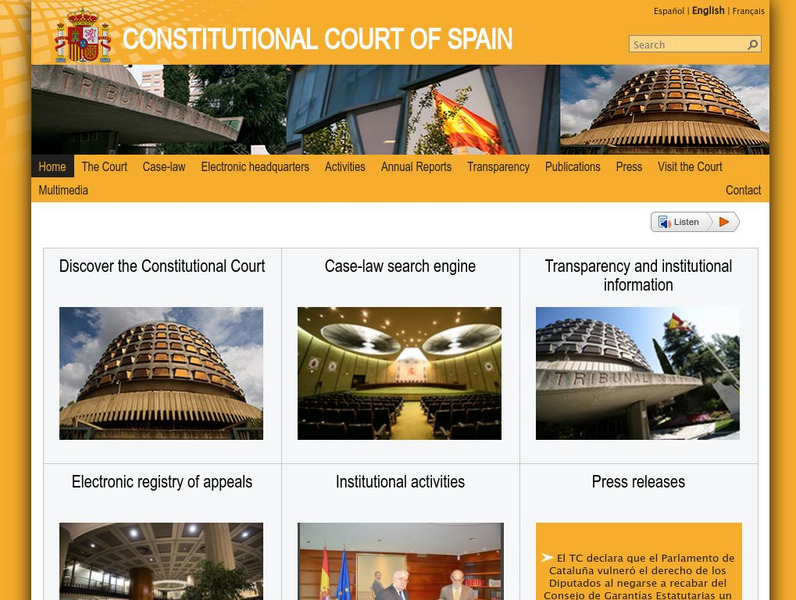 Constitutional Court or Spain: Tribunal Constitucional Website for 9th