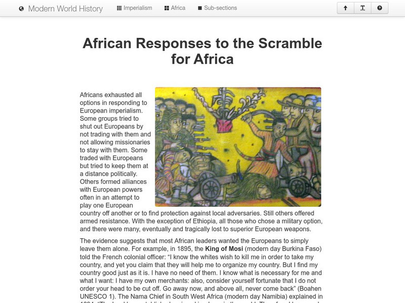 Modern World History: African Response to the Scramble for Africa Website Modern World History: African Response to the Scramble for Africa Website