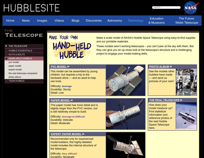 Hubble Site: Hand Held Hubble Activity Hubble Site: Hand Held Hubble Activity