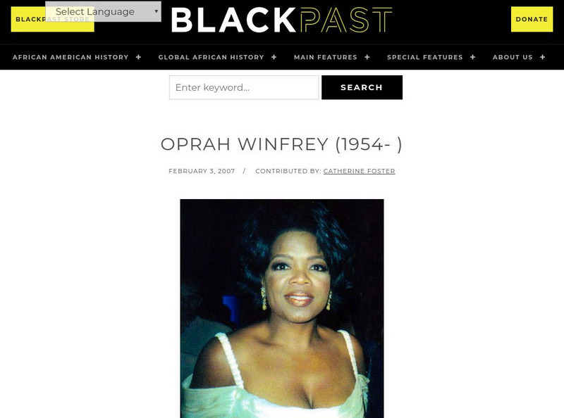Black Past: Winfrey, Oprah Handout Black Past: Winfrey, Oprah Handout