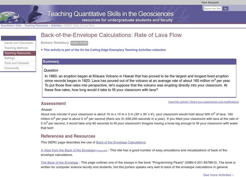 Serc: Bot Ec: Rate of Lava Flow Lesson Plan