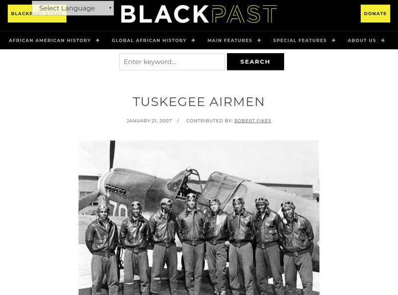 Black Past: Tuskegee Airmen Handout Black Past: Tuskegee Airmen Handout