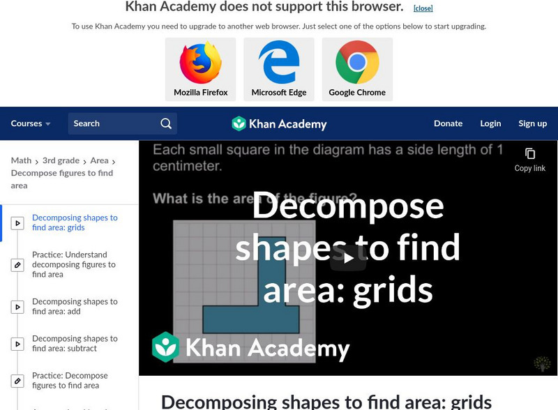 Khan Academy: Decomposing Shapes to Find Area: Grids Instructional Video
