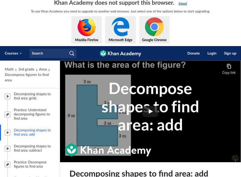 Khan Academy: Decomposing Shapes to Find Area: Add Instructional Video