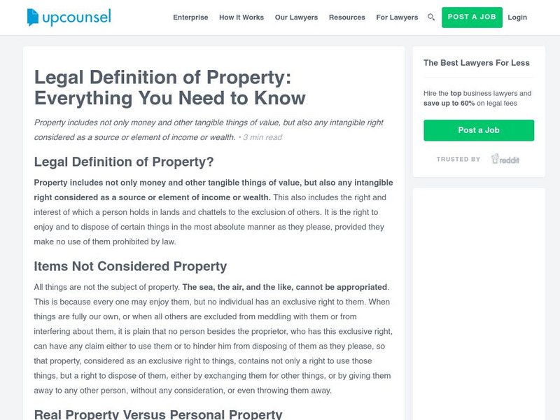 Lectric Law Library: Legal Resources and Definitions: Property Article Lectric Law Library: Legal Resources and Definitions: Property Article