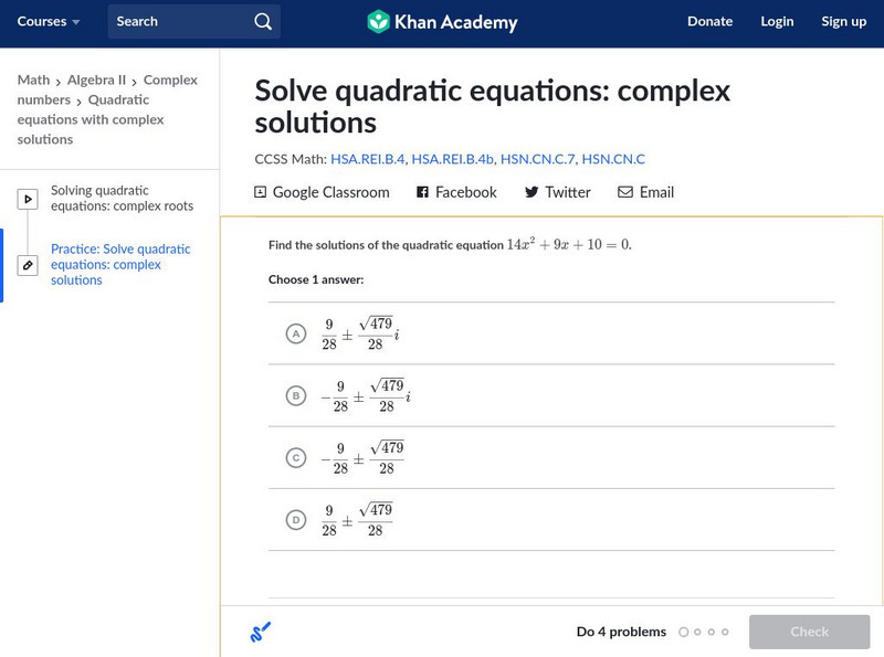 Khan Academy: Solve Quadratic Equations Complex Solutions Unit Plan Khan Academy: Solve Quadratic Equations Complex Solutions Unit Plan