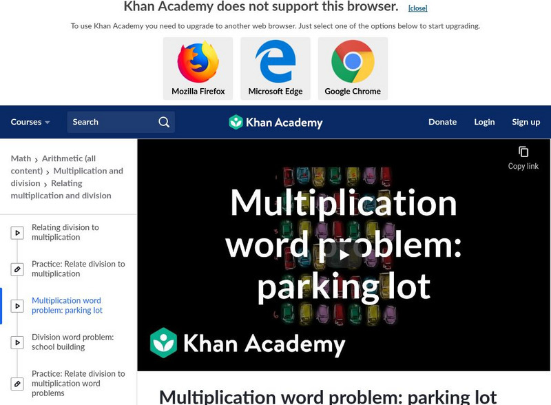 Khan Academy: Multiplication Word Problem: Parking Lot Instructional Video Khan Academy: Multiplication Word Problem: Parking Lot Instructional Video