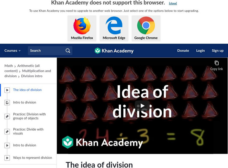 Khan Academy: The Idea of Division Instructional Video Khan Academy: The Idea of Division Instructional Video