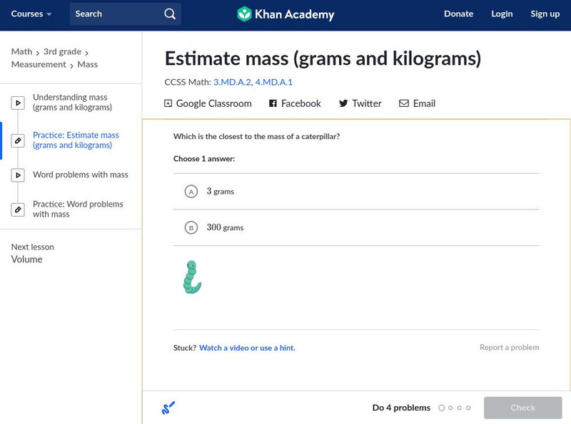 Khan Academy: Estimate Mass (Grams and Kilograms) Unit Plan Khan Academy: Estimate Mass (Grams and Kilograms) Unit Plan