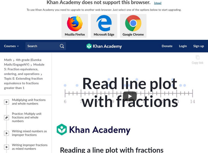 Khan Academy: Reading a Line Plot With Fractions Instructional Video