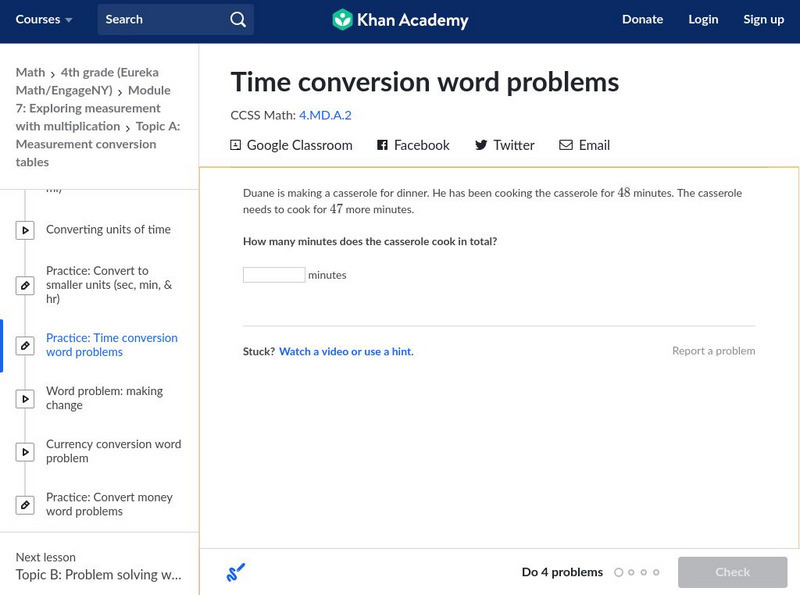 Khan Academy: Time Conversion Word Problems Unit Plan