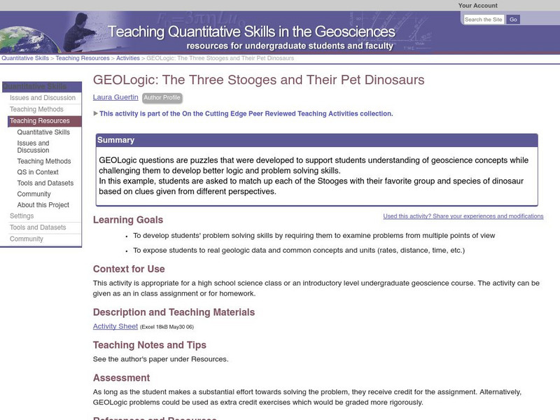 Serc: Geo Logic: The Three Stooges and Their Pet Dinosaurs Lesson Plan Serc: Geo Logic: The Three Stooges and Their Pet Dinosaurs Lesson Plan