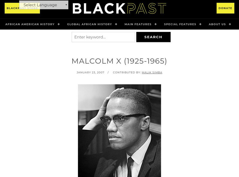 Black Past: Malcolm X Handout