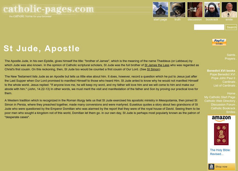 Catholic pages.com: St. Jude Thaddeus, Apostle Article Catholic pages.com: St. Jude Thaddeus, Apostle Article