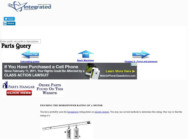 Integrated Publishing: Calculating the Horsepower Rating Handout