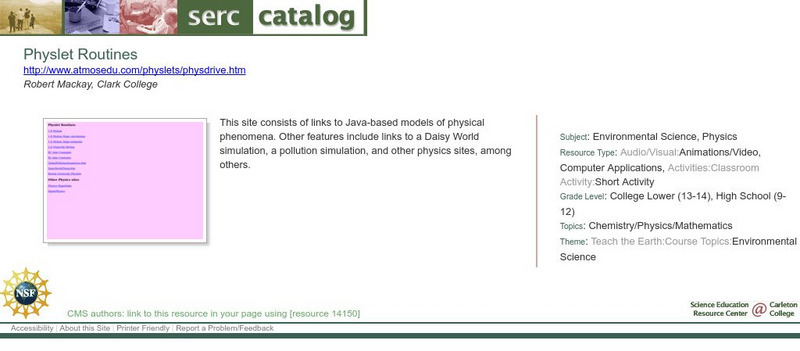 Serc: Physlet Routines Interactive Serc: Physlet Routines Interactive