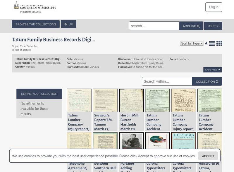 The University of Southern Mississippi: Tatum Family Business Records Digital Primary The University of Southern Mississippi: Tatum Family Business Records Digital Primary