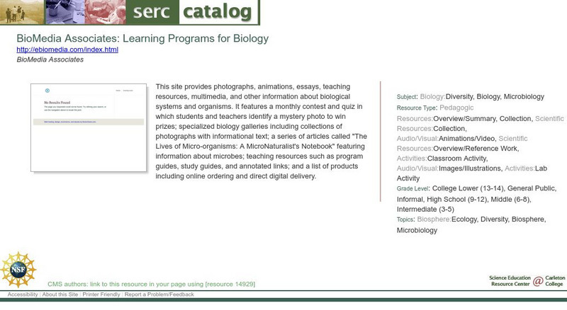 Serc: Bio Media Associates: Learning Programs for Biology Unit Plan Serc: Bio Media Associates: Learning Programs for Biology Unit Plan