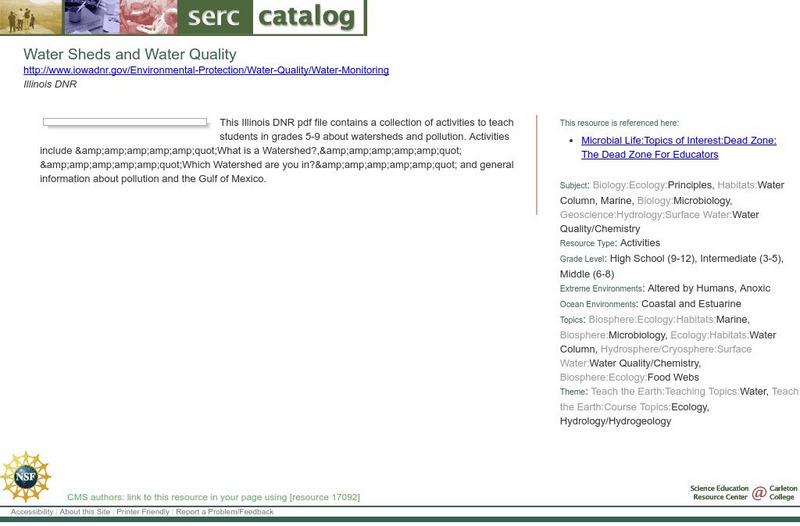 Serc: Water Sheds and Water Quality Lesson Plan
