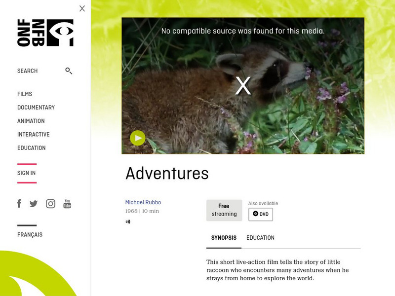 National Film Board of Canada: Adventures [Of Peter, the Baby Raccoon] Instructional Video
