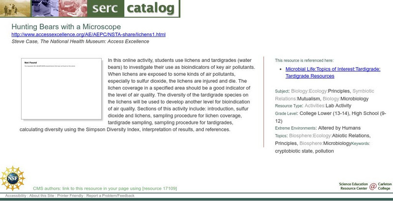 Serc: Hunting Bears With a Microscope Lesson Plan Serc: Hunting Bears With a Microscope Lesson Plan