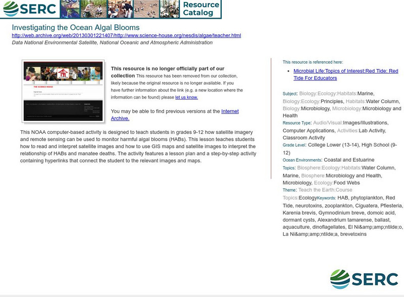 Serc: Investigating the Ocean Algal Blooms Lesson Plan