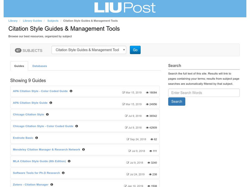 Citation Style for Research Papers/long Island Univ. Handout Citation Style for Research Papers/long Island Univ. Handout