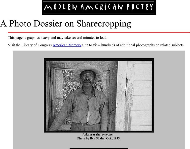 University of Illinois: Modern American Poetry: A Photo Dossier on Sharecropping Primary University of Illinois: Modern American Poetry: A Photo Dossier on Sharecropping Primary