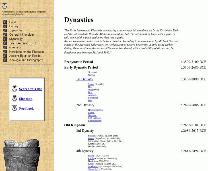 Reshafim: Ancient Egyptian History: Dynasties Website Reshafim: Ancient Egyptian History: Dynasties Website