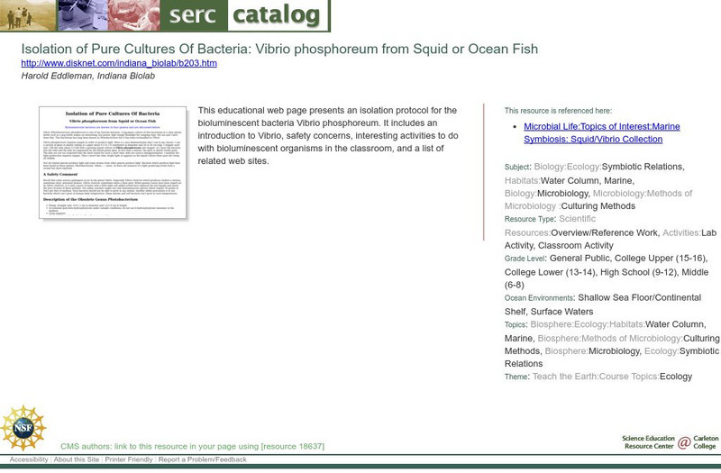 Serc: Isolation of Pure Cultures of Bacteria Activity Serc: Isolation of Pure Cultures of Bacteria Activity