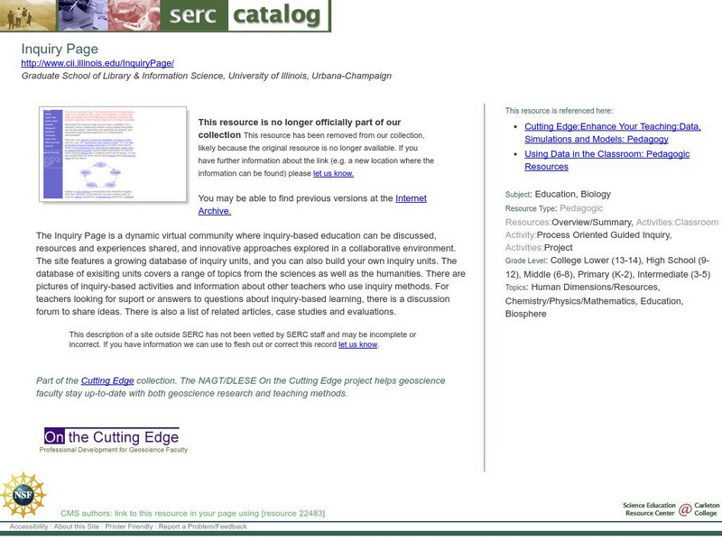 Serc: Inquiry Page Lesson Plan Serc: Inquiry Page Lesson Plan