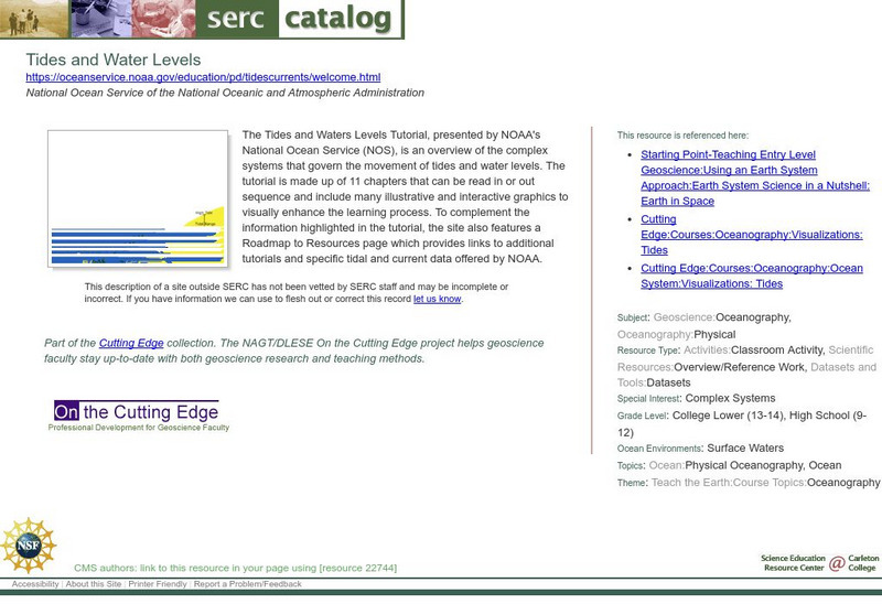 Serc: Tides and Water Levels Lesson Plan Serc: Tides and Water Levels Lesson Plan