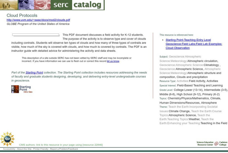 Serc: Cloud Protocols Lesson Plan Serc: Cloud Protocols Lesson Plan