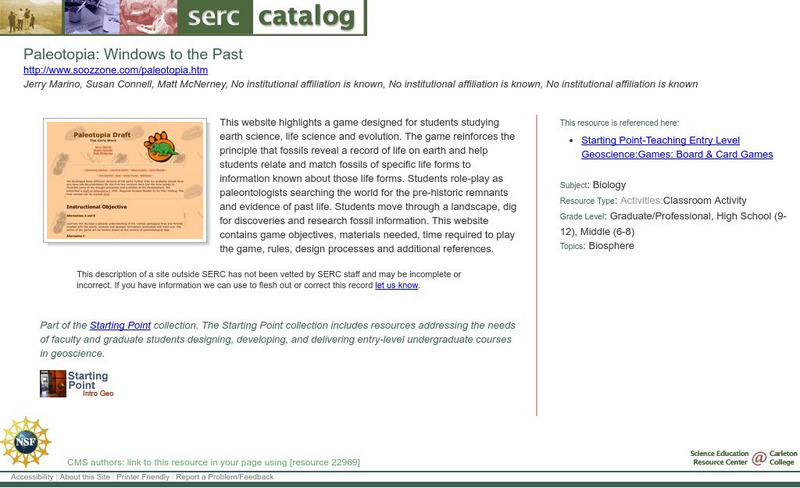 Serc: Paleotopia: Windows to the Past Activity