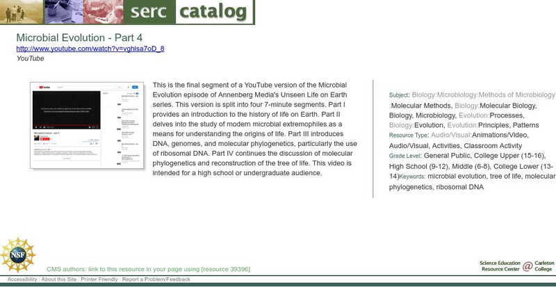 Serc: Microbial Evolution: Part 4 Lesson Plan Serc: Microbial Evolution: Part 4 Lesson Plan